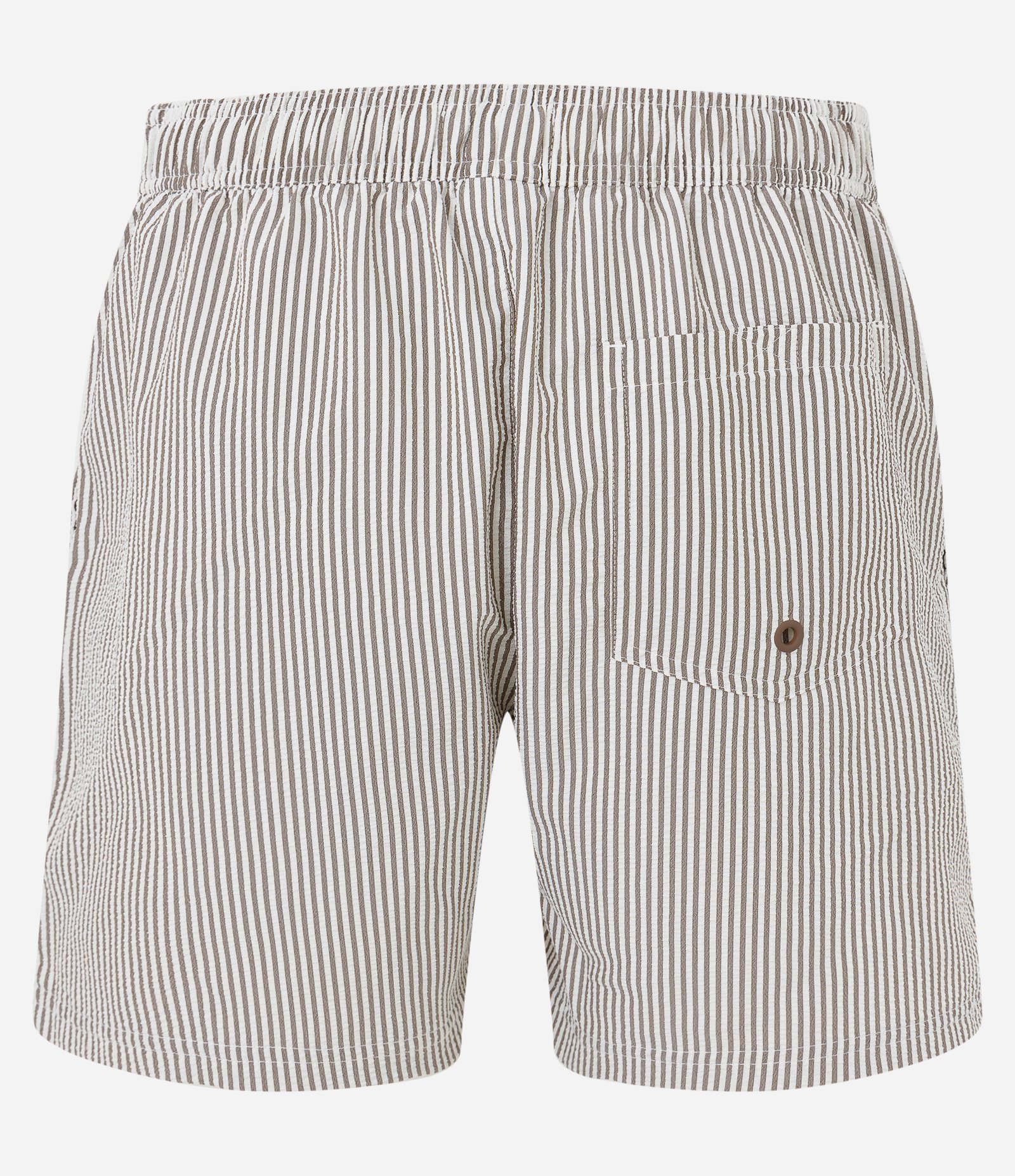 Bermuda de Praia Listrada em Microfibra com Textura Anarruga Marrom 6