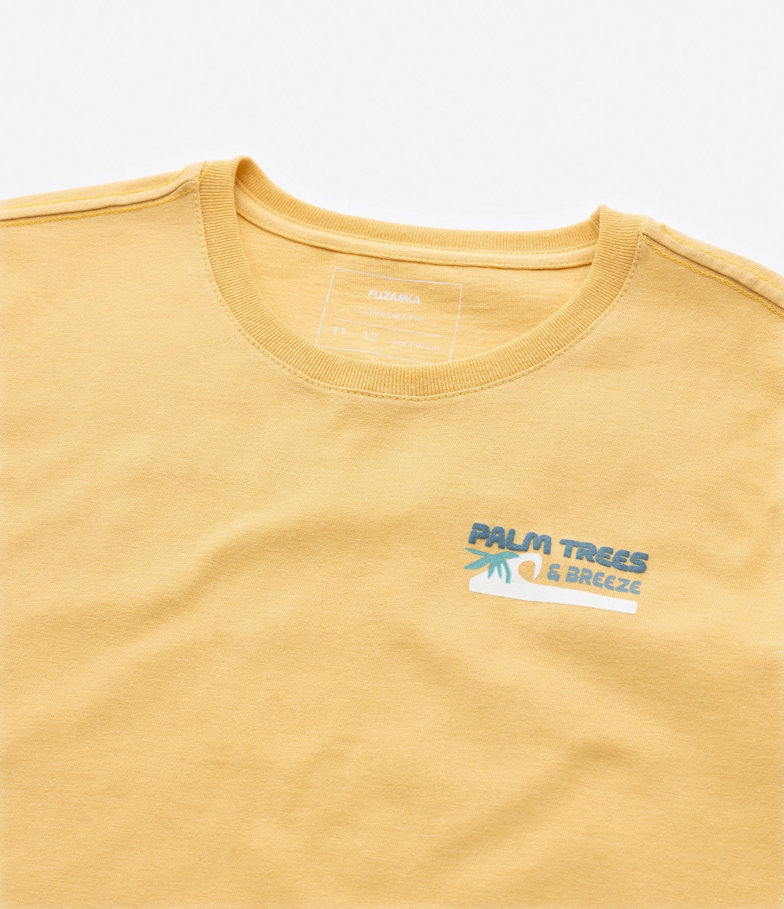 Camiseta Infantil em Algodão com Estampa Coqueiros - Tam 5 a 14 Anos Amarelo 5