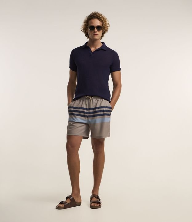 Bermuda Boardshort em Microfibra com Listras