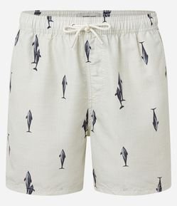 Bermuda em Microfibra com Toque Suave e Estampa de Golfinhos