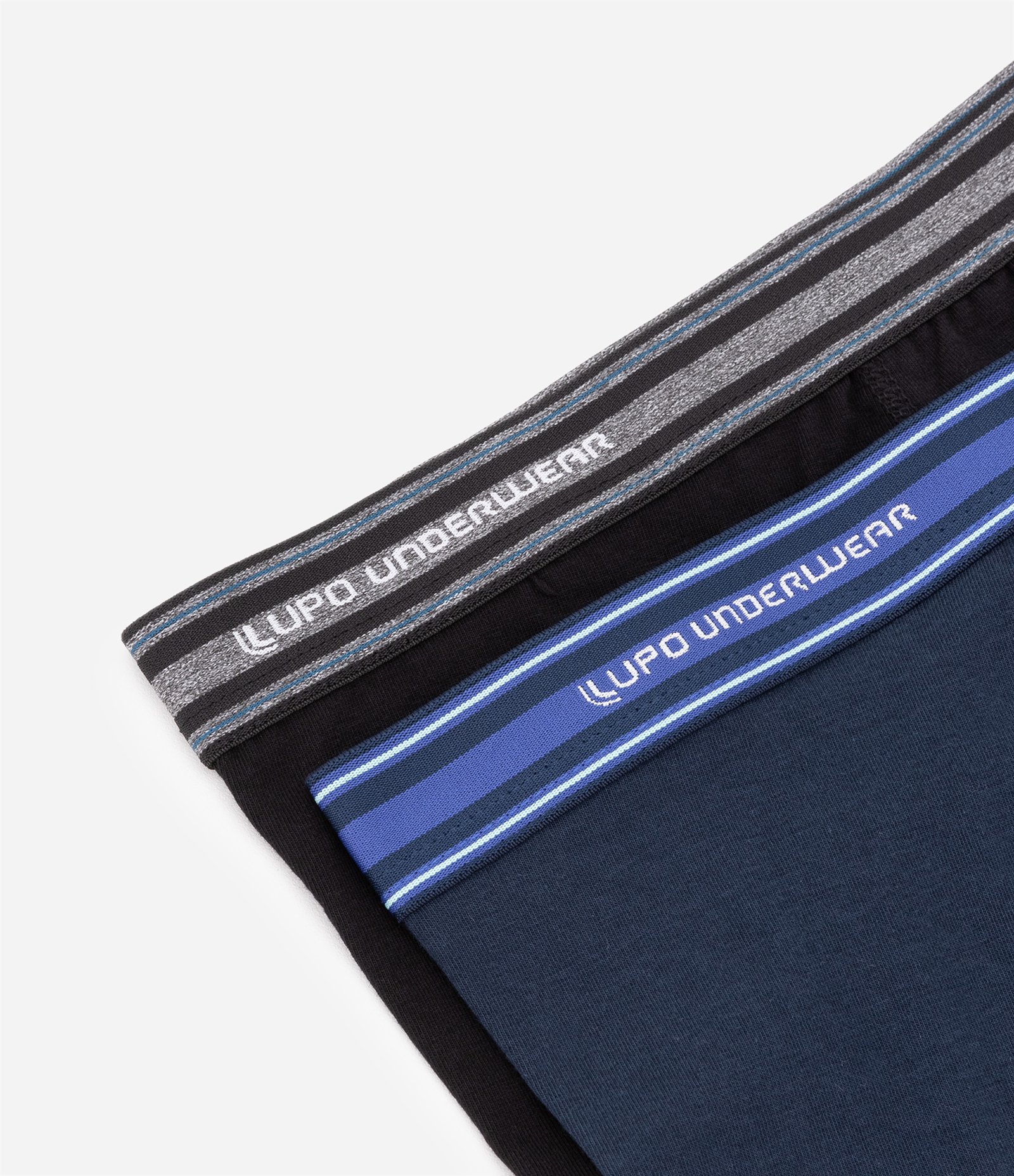 Kit 02 Cuecas Boxer em Algodão com Cós Elástico Lupo Preto/Azul 4