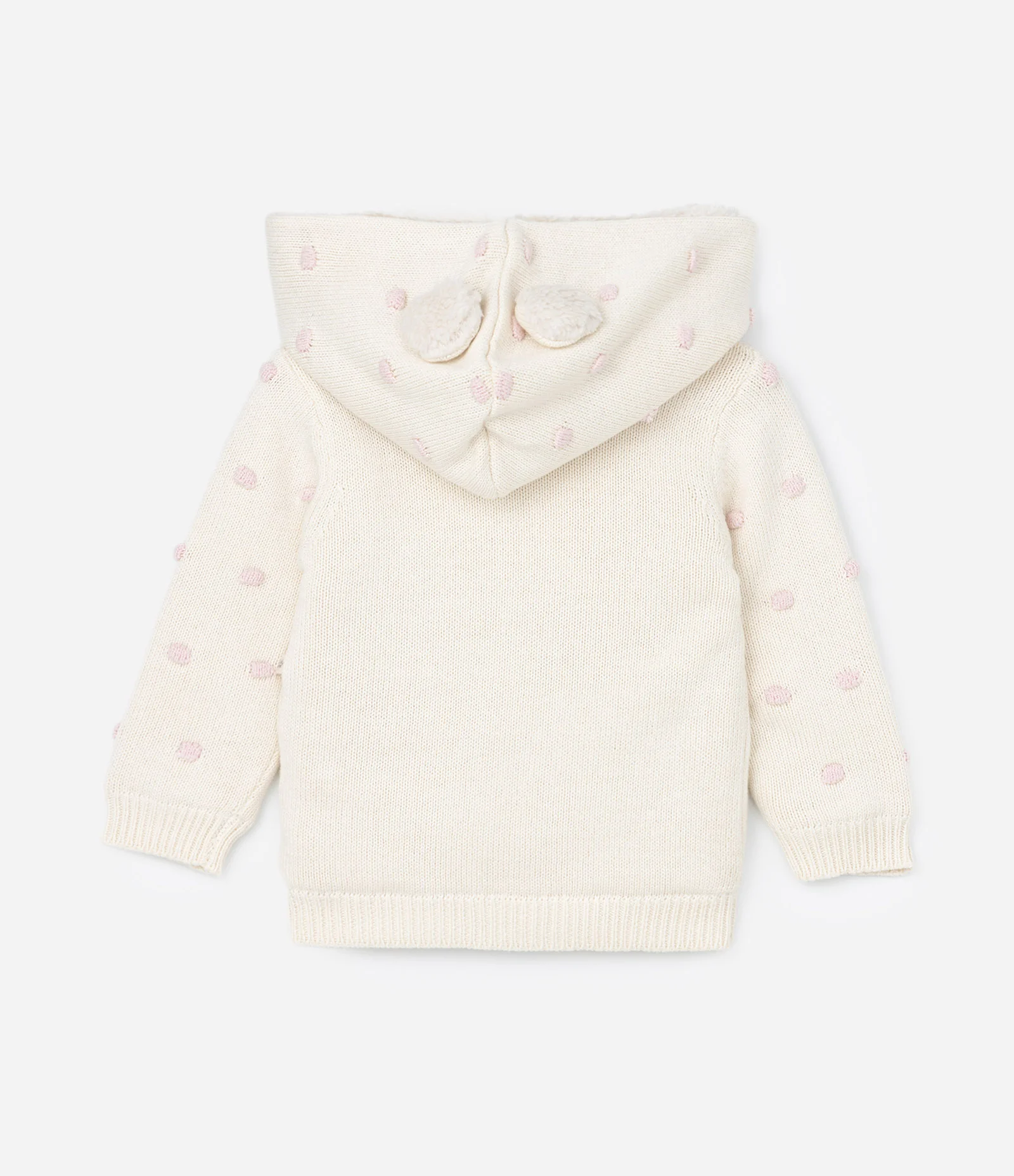 Casaco Infantil com Forro em Sherpa e Pompom - Tam 0 a 18 meses Bege 2