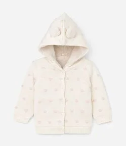 Casaco Infantil com Forro em Sherpa e Pompom - Tam 0 a 18 meses