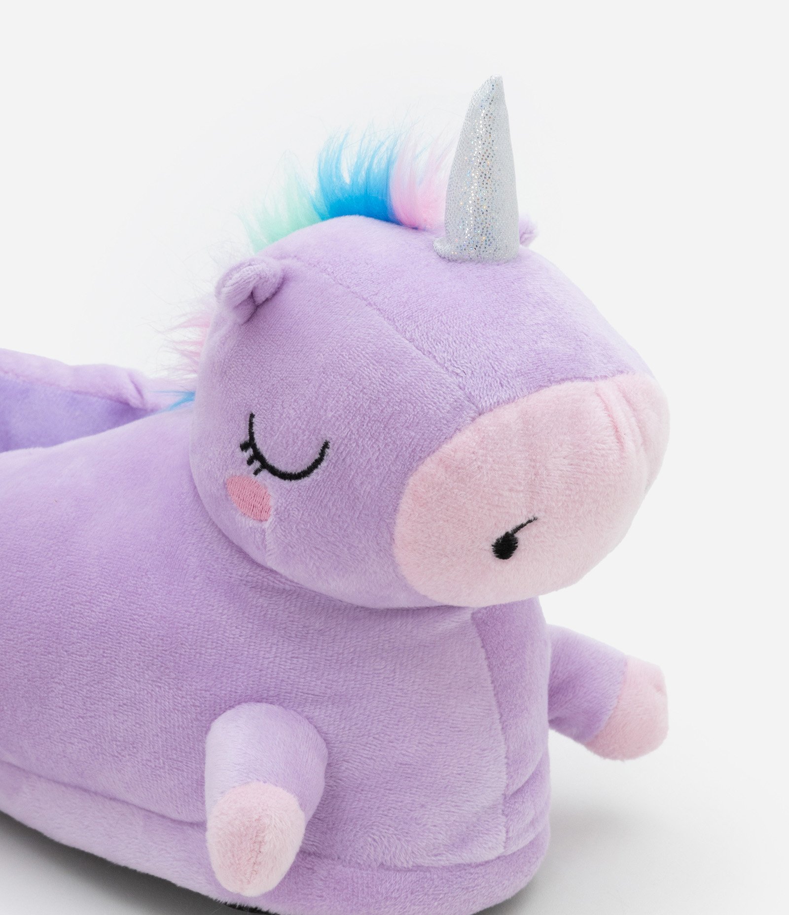 Pantufa Infantil Fechada em Fleece com Bordado Unicórnio - Tam 29 a 36 Lilás 2