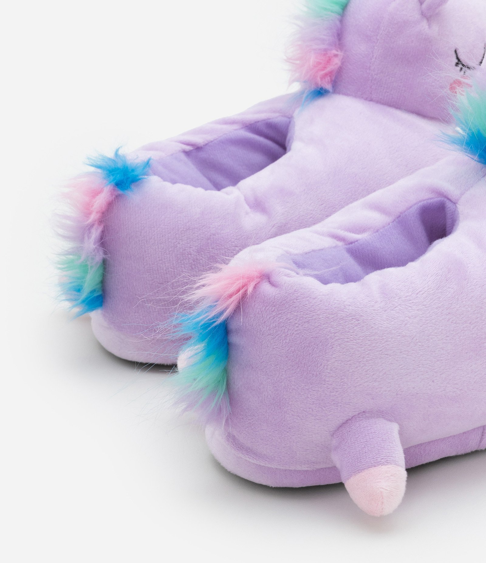 Pantufa Infantil Fechada em Fleece com Bordado Unicórnio - Tam 29 a 36 Lilás 3