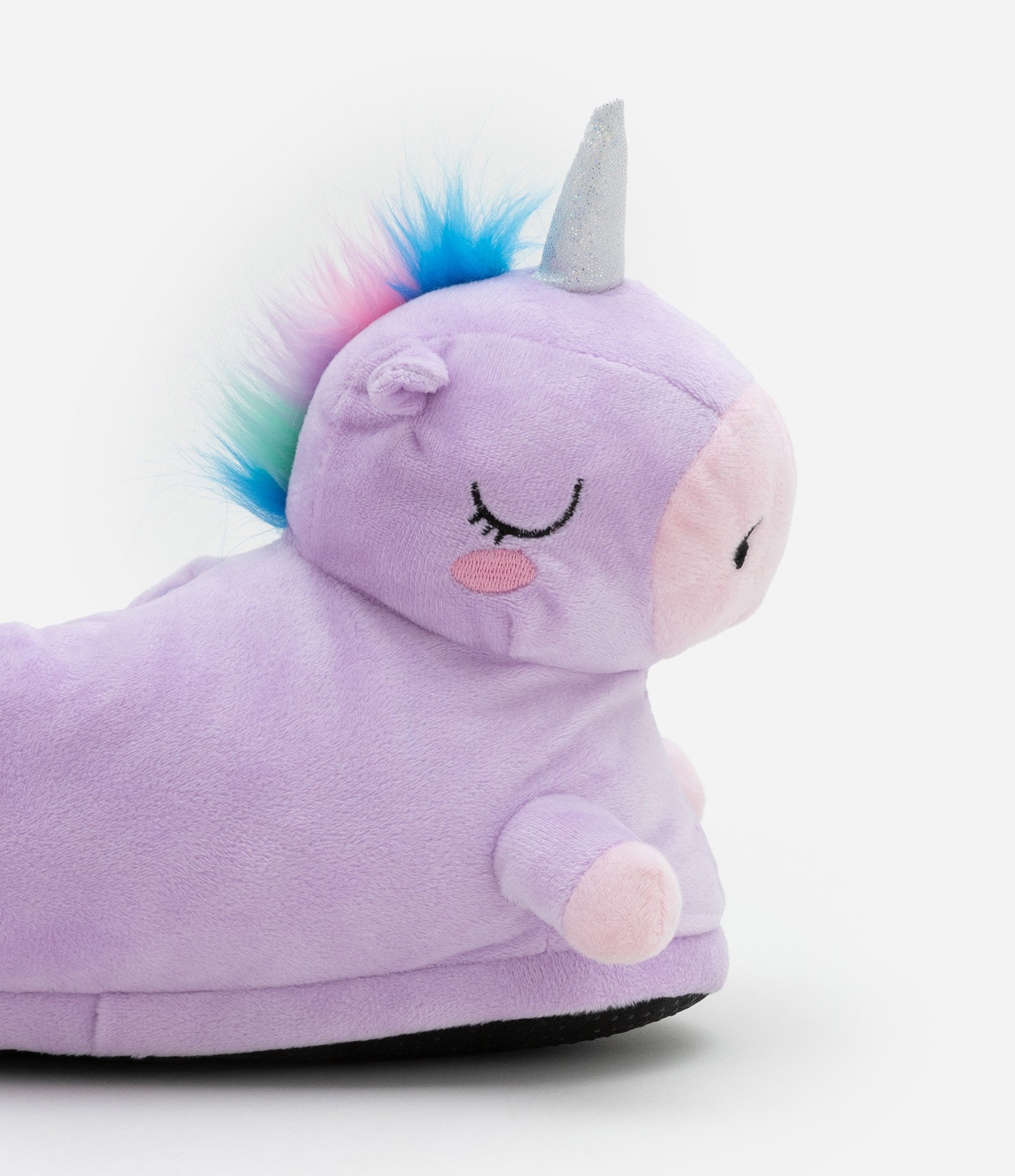 Pantufa Infantil Fechada em Fleece com Bordado Unicórnio - Tam 29 a 36 Lilás 4