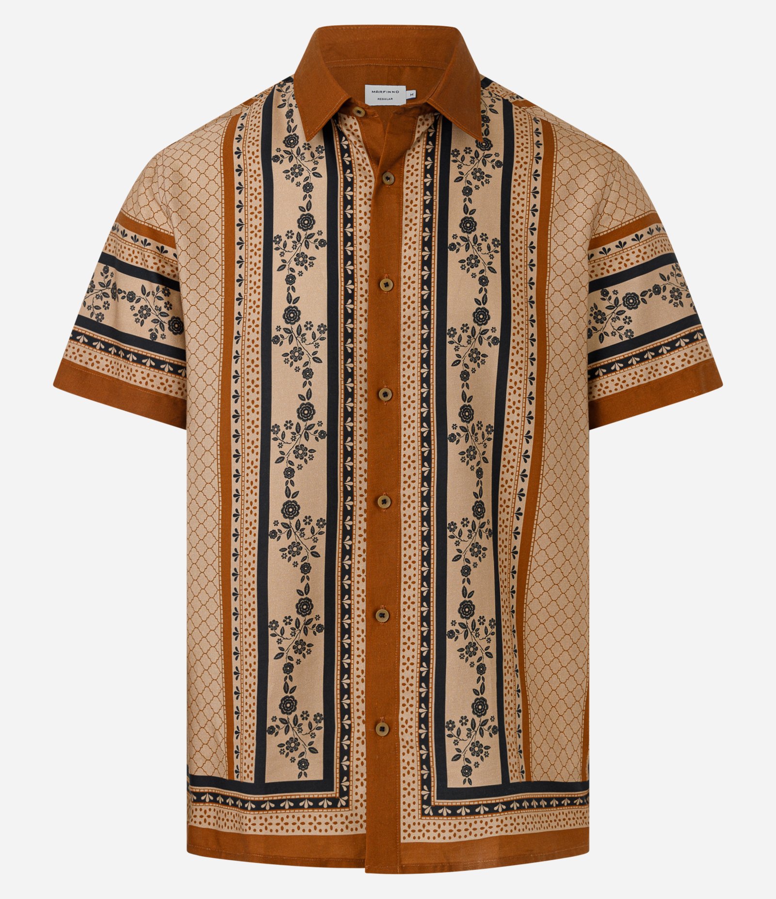 Camisa Regular em Flamê com Estampa de Lenço Marrom 7