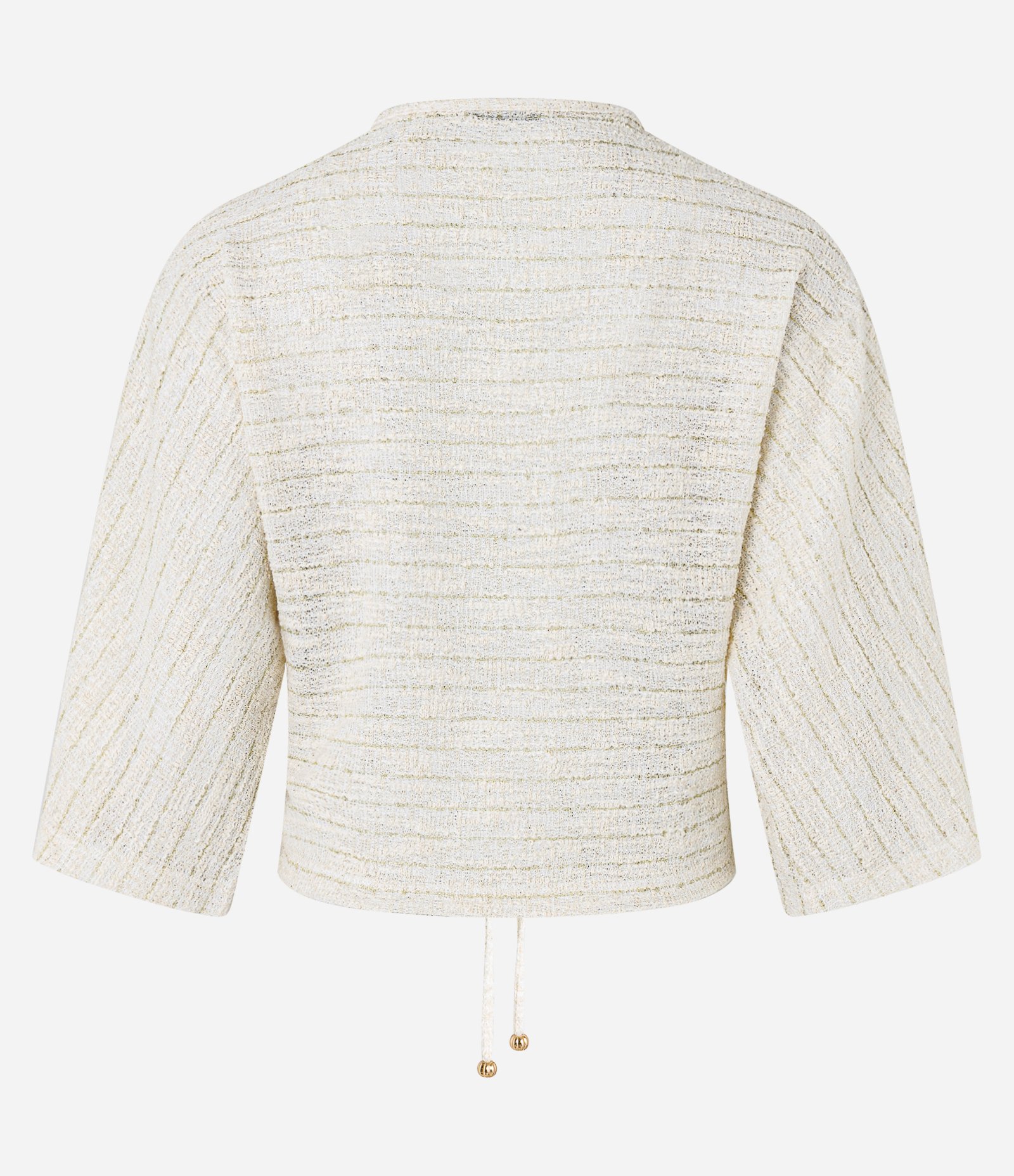 Blusa Curta Texturizada com Franzido e Amarração Off White 9