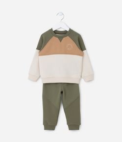 Conjunto Infantil em Moletom com Textura e Recortes Bloco de Cores - Tam 1 a 5 Anos