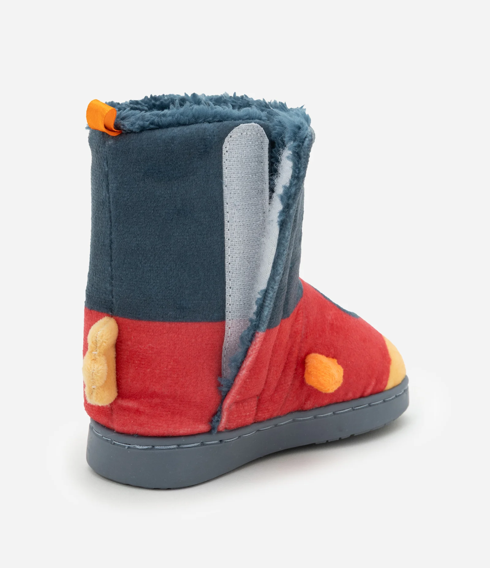 Pantufa Bota Infantil em Fleece com Bordado Foguete - Tam 19 a 28 Azul/Vermelho 3