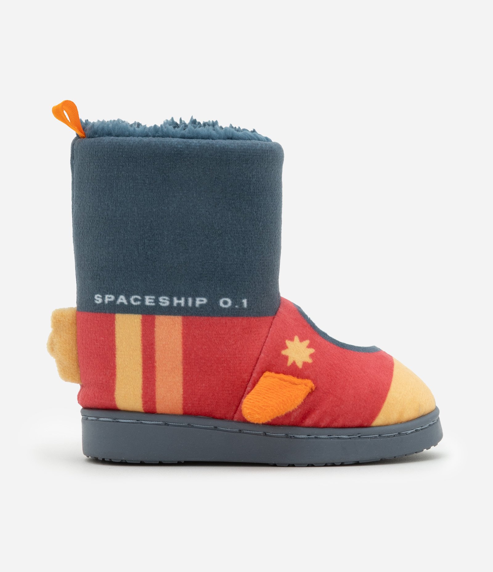 Pantufa Bota Infantil em Fleece com Bordado Foguete - Tam 19 a 28 Azul/Vermelho 6