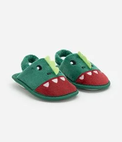 Pantufa Chinelo Infantil com Bordado Dino -Tam 19 a 28