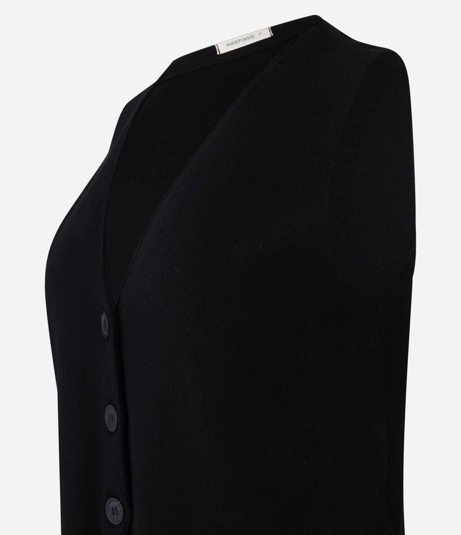 Colete Reto Alongado em Tricot com Botões Preto 5