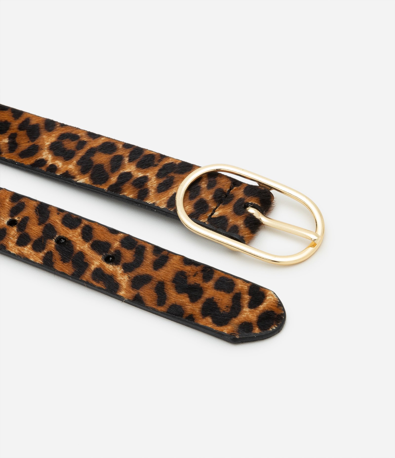 Cinto Médio em Couro com Estampado Animal Print Marrom 2