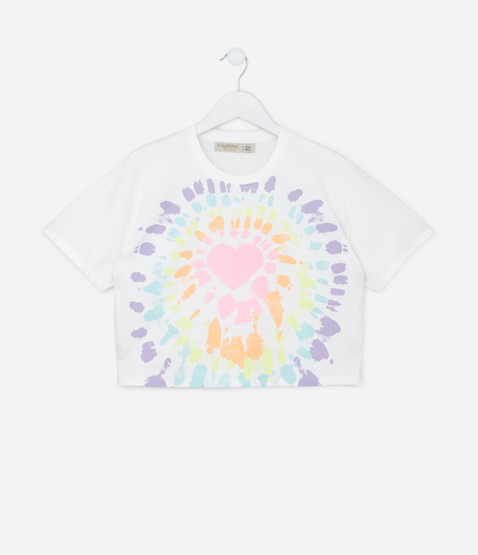 Camiseta Curta Infantil com Estampa Tie Dye - Tam 5 a 14 Anos Branco Neve 1