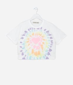 Camiseta Curta Infantil com Estampa Tie Dye - Tam 5 a 14 Anos