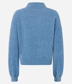 Suéter em Chenille com Golinha Alta e Ribanas