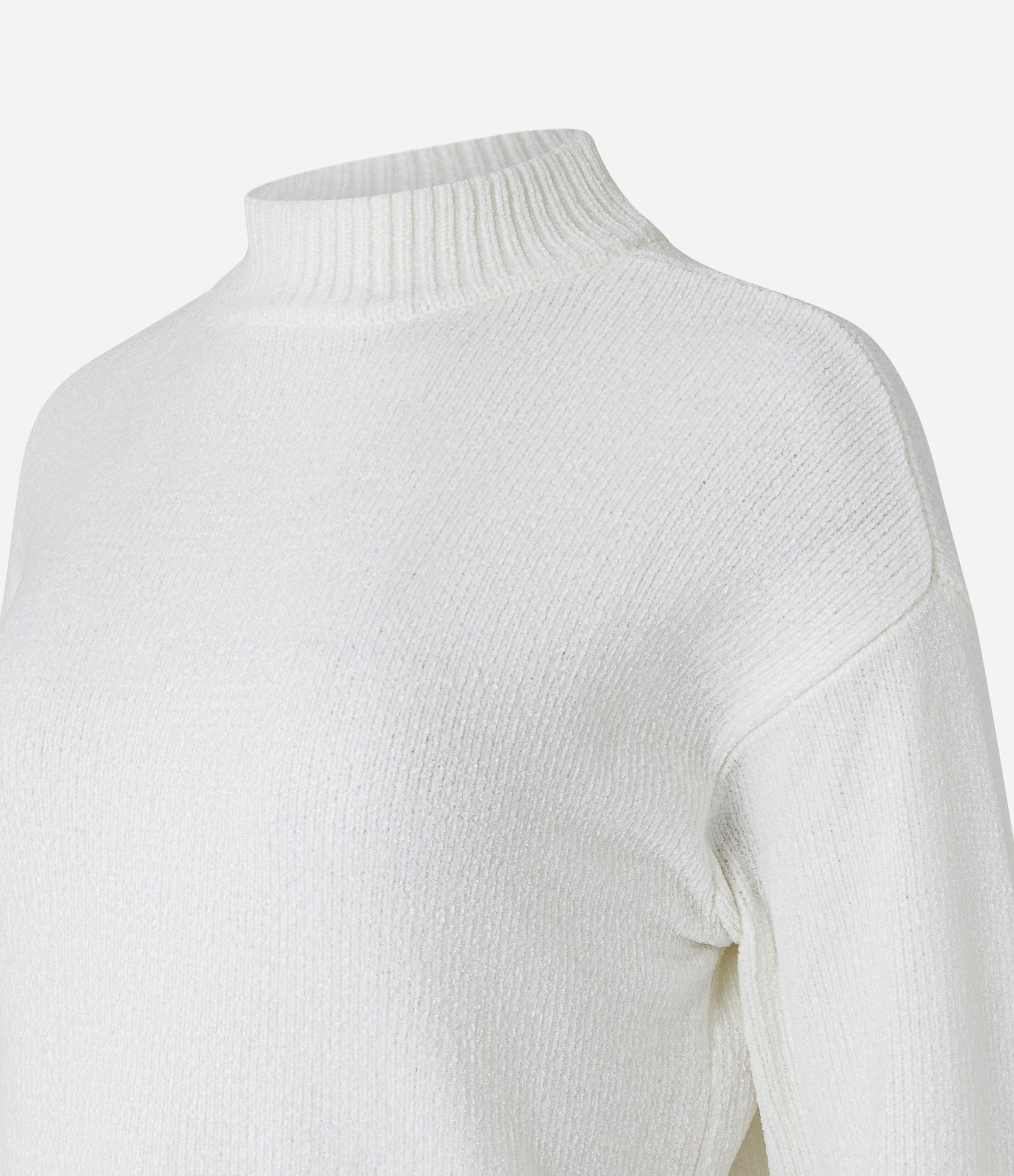 Suéter em Chenille com Golinha Alta e Ribanas Branco 5