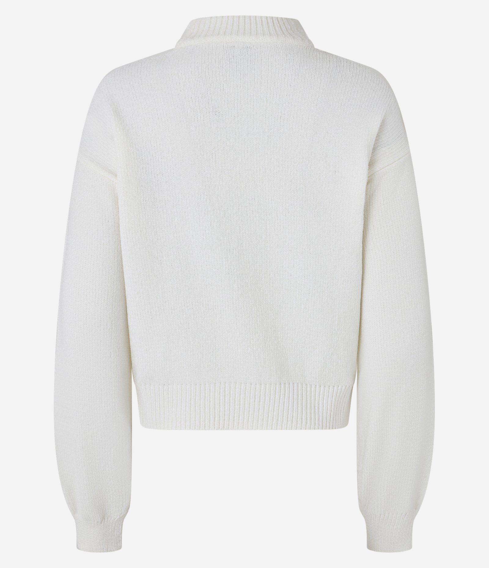 Suéter em Chenille com Golinha Alta e Ribanas Branco 6