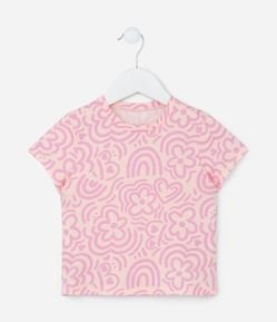 Blusa Infantil com Estampa de Florzinhas - Tam 1 a 5 Anos