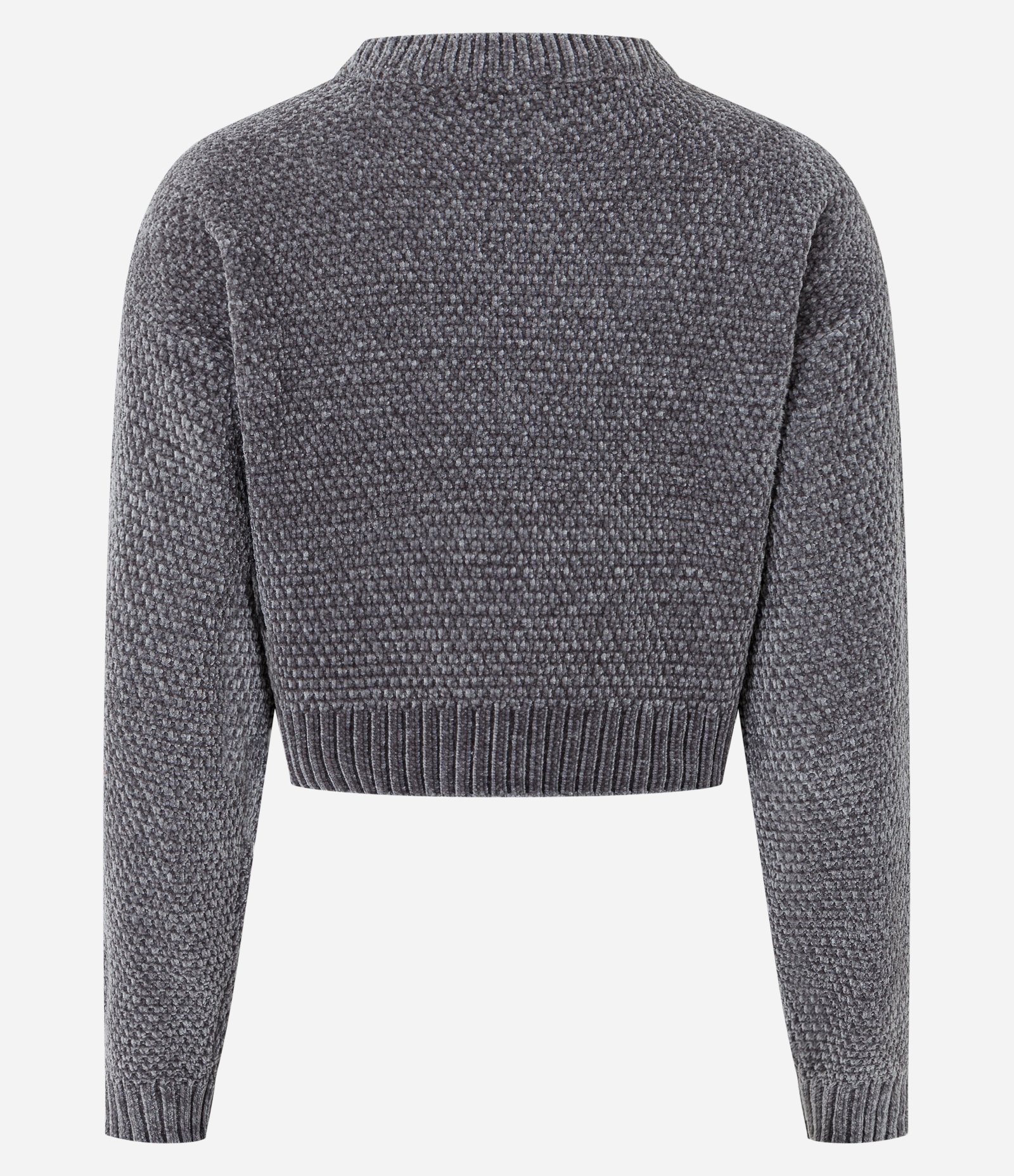 Suéter Curto em Tricô com Ponto Diferenciado Cinza 6