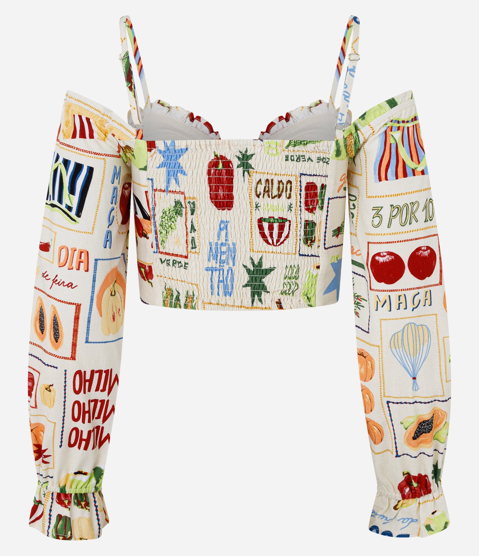 Blusa Cropped em Viscose e Linho com Estampa de Frutinhas Multicores 6