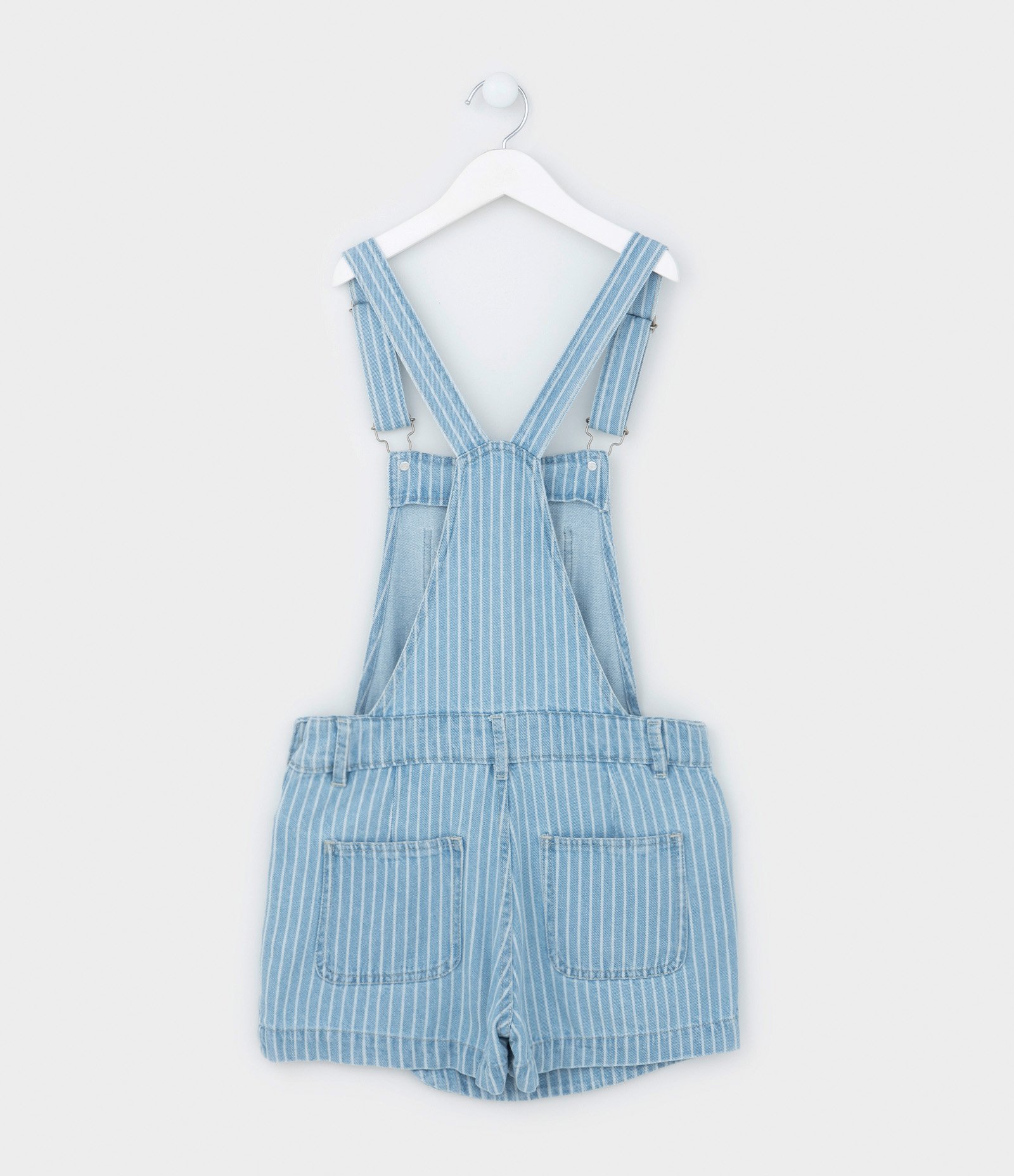 Macaquinho Short Saia em Jeans Listrado - Tam 5 a 14 Anos Azul 2