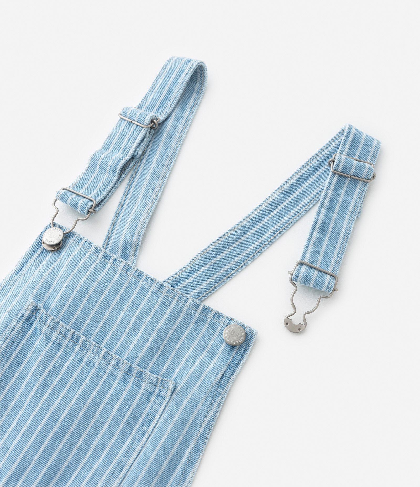 Macaquinho Short Saia em Jeans Listrado - Tam 5 a 14 Anos Azul 4