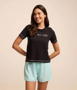 Blusa de Pijama em Algodão com Estampa Weekend