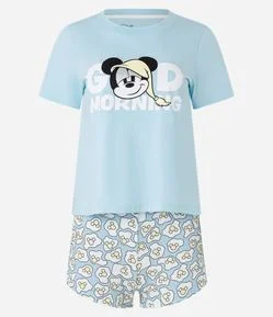 Pijama Short Doll Em Algodão com Estampa do Mickey