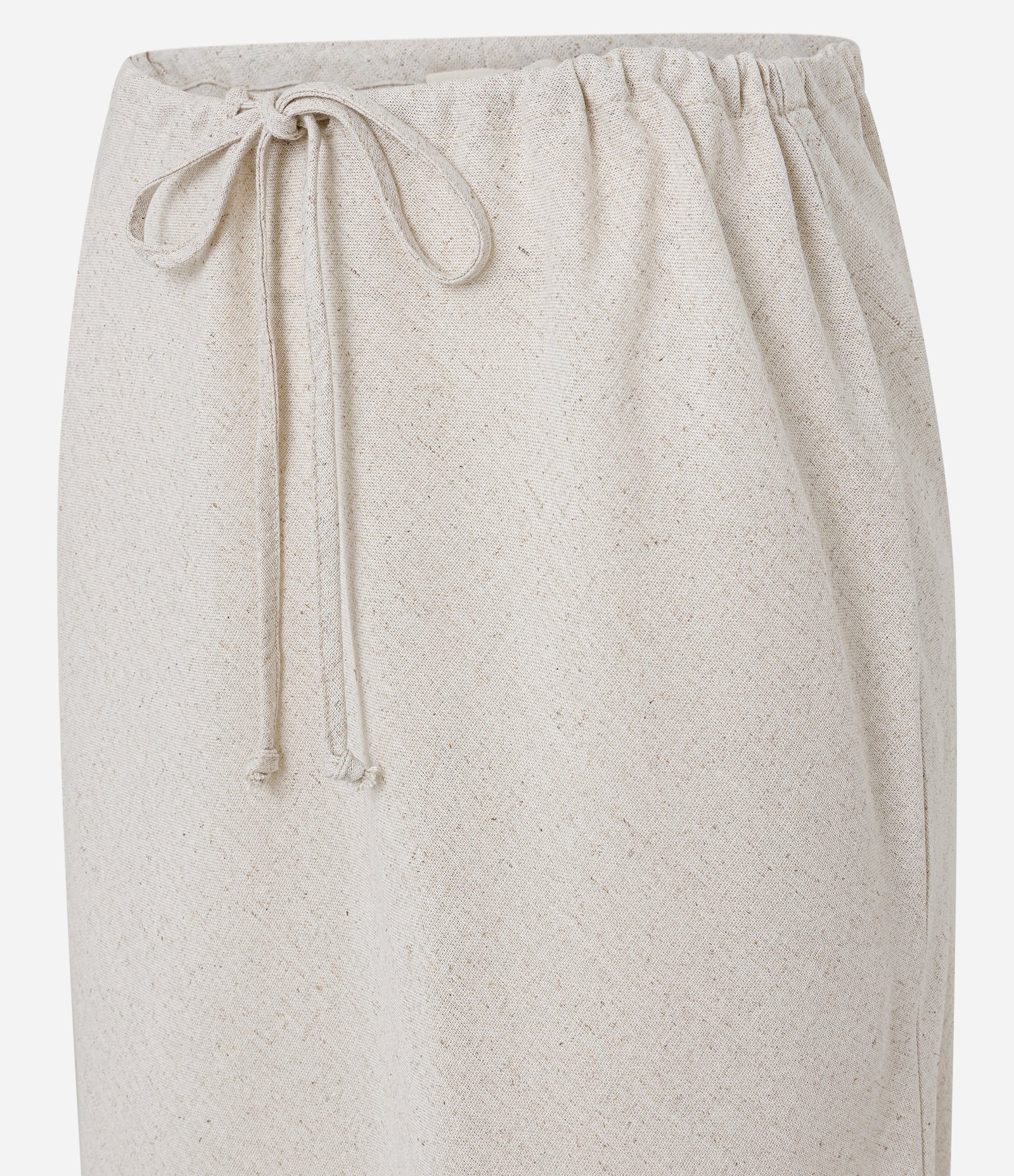 Saia Midi em Viscolinho com Amarração no Cós Off White 6