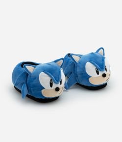 Pantufa Infantil Fechada em Fleece Bordado Sonic - Tam 29 a 36