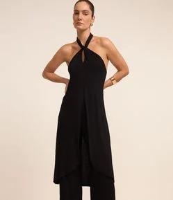 Túnica em Viscose com Gola Halter Transpassado