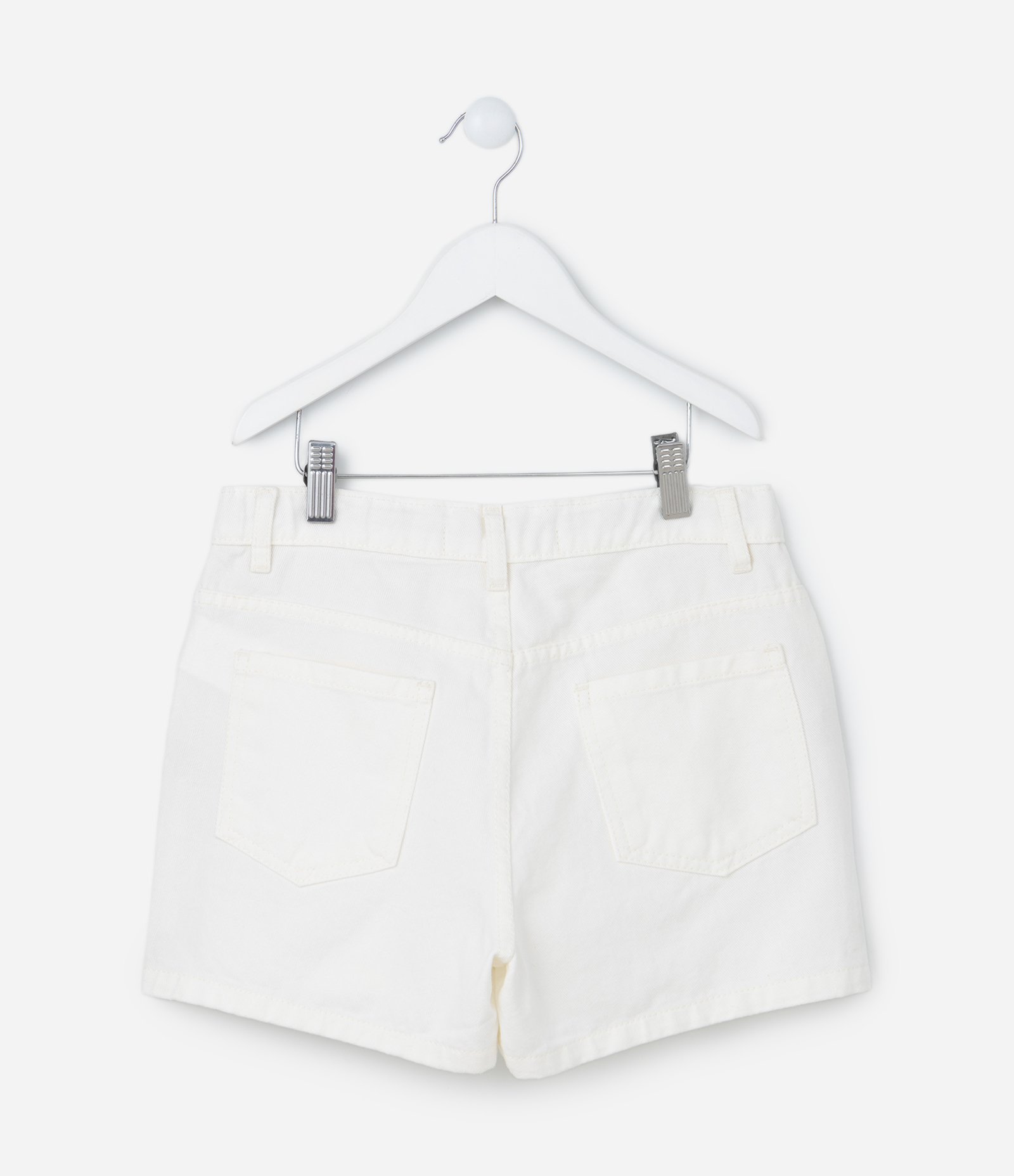 Short Infantil em Jeans com Estampa Ursinho - Tam 5 a 14 Anos Branco Neve 2