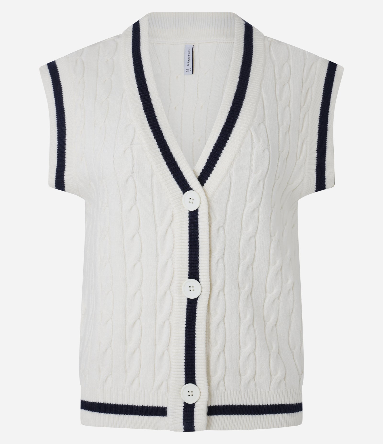 Colete em Tricô com Textura e Listra Contrastantes Branco 5