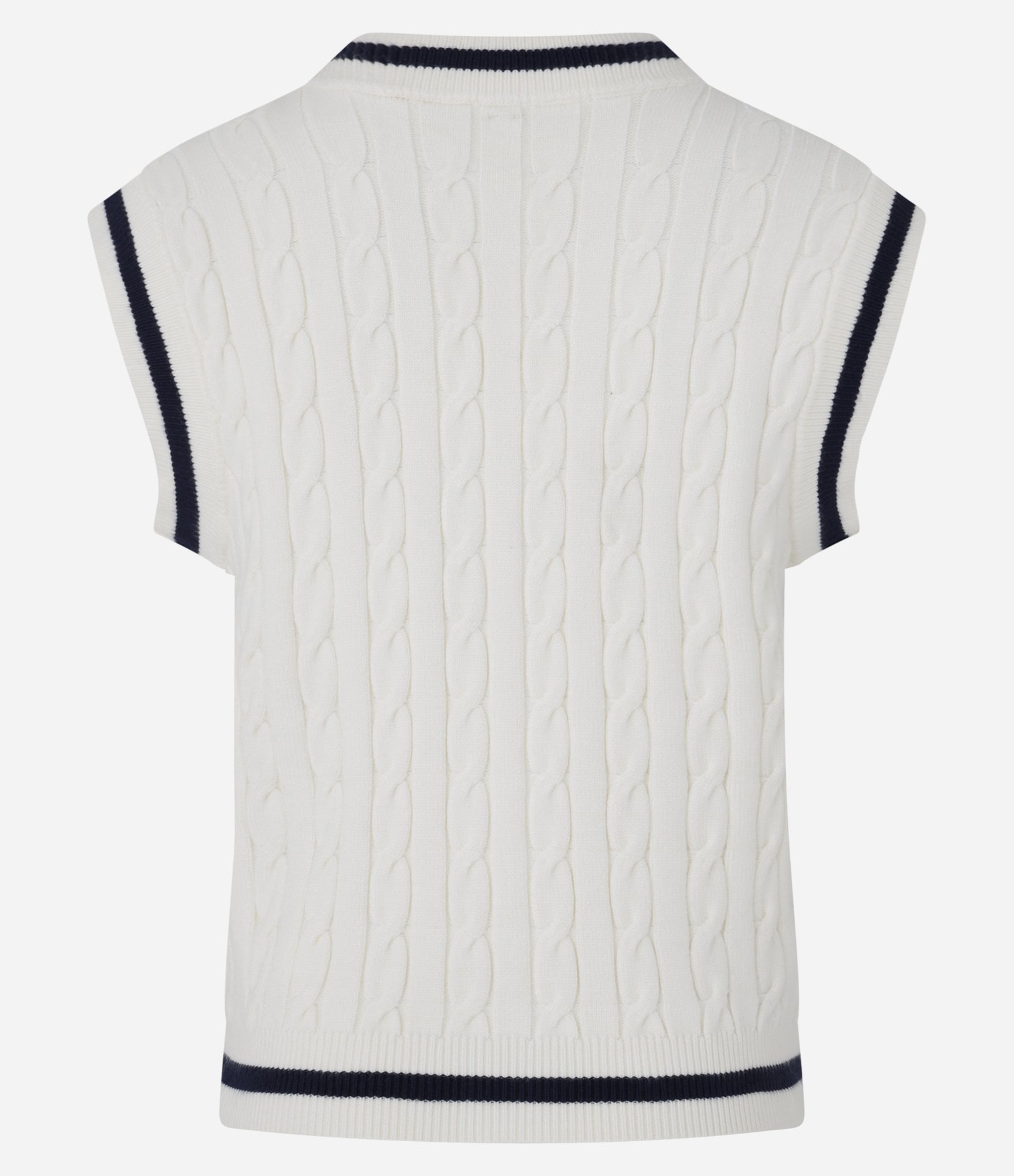 Colete em Tricô com Textura e Listra Contrastantes Branco 7