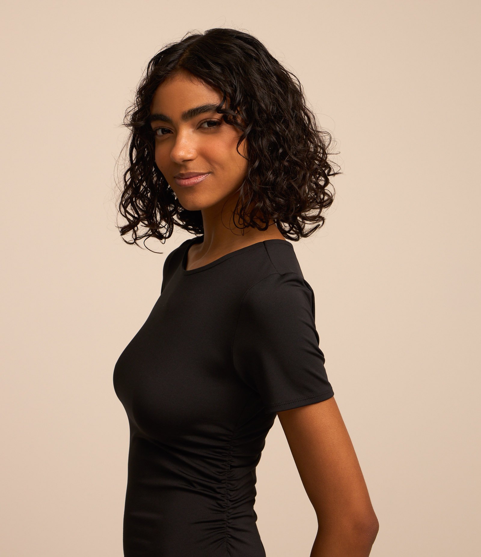 Body com Drapeado Lateral e Manga Curta 1