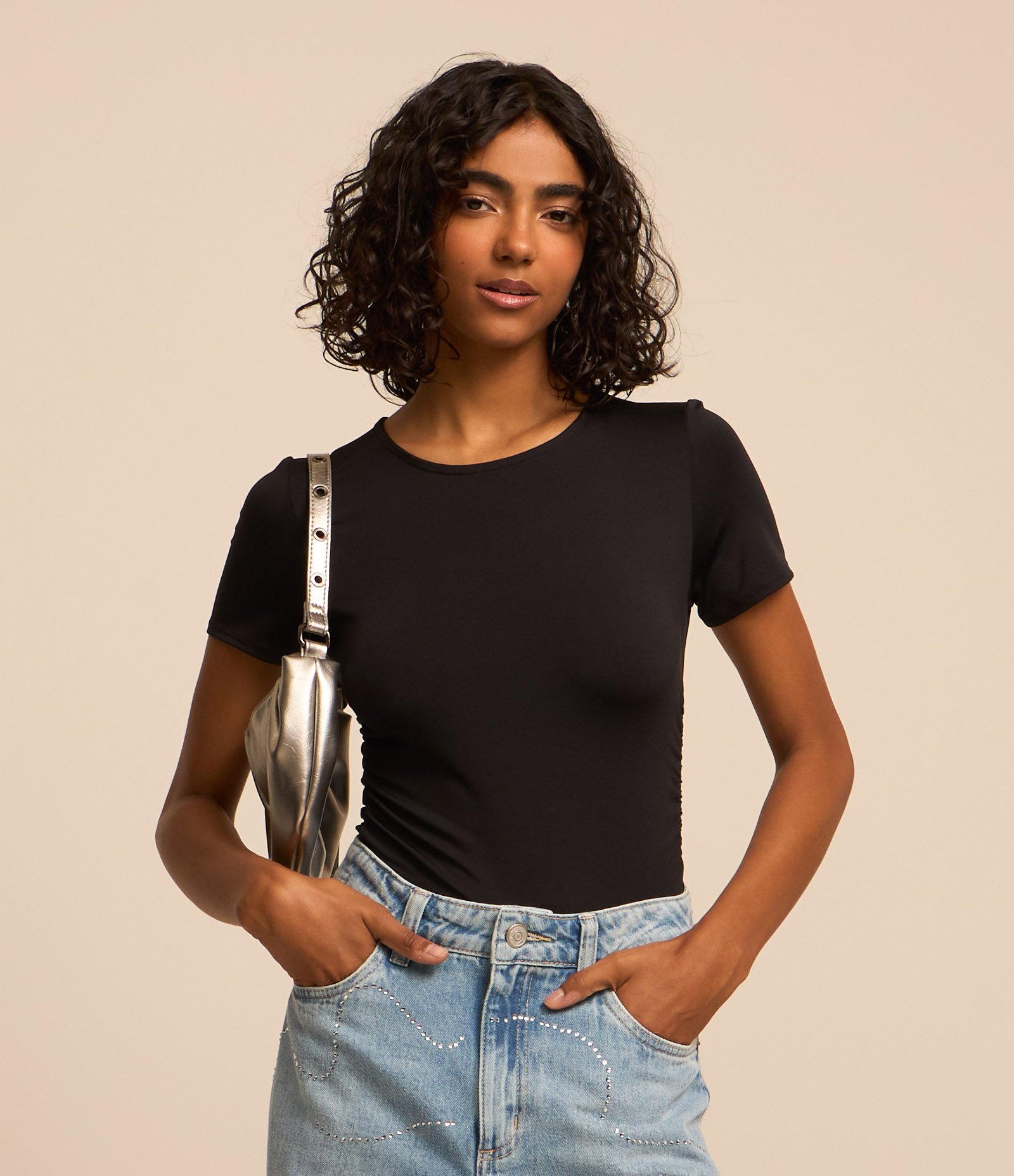 Body com Drapeado Lateral e Manga Curta 5