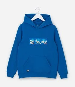 Casaco Infantil com Capuz e Estampa do Sonic - Tam 4 a 12 Anos