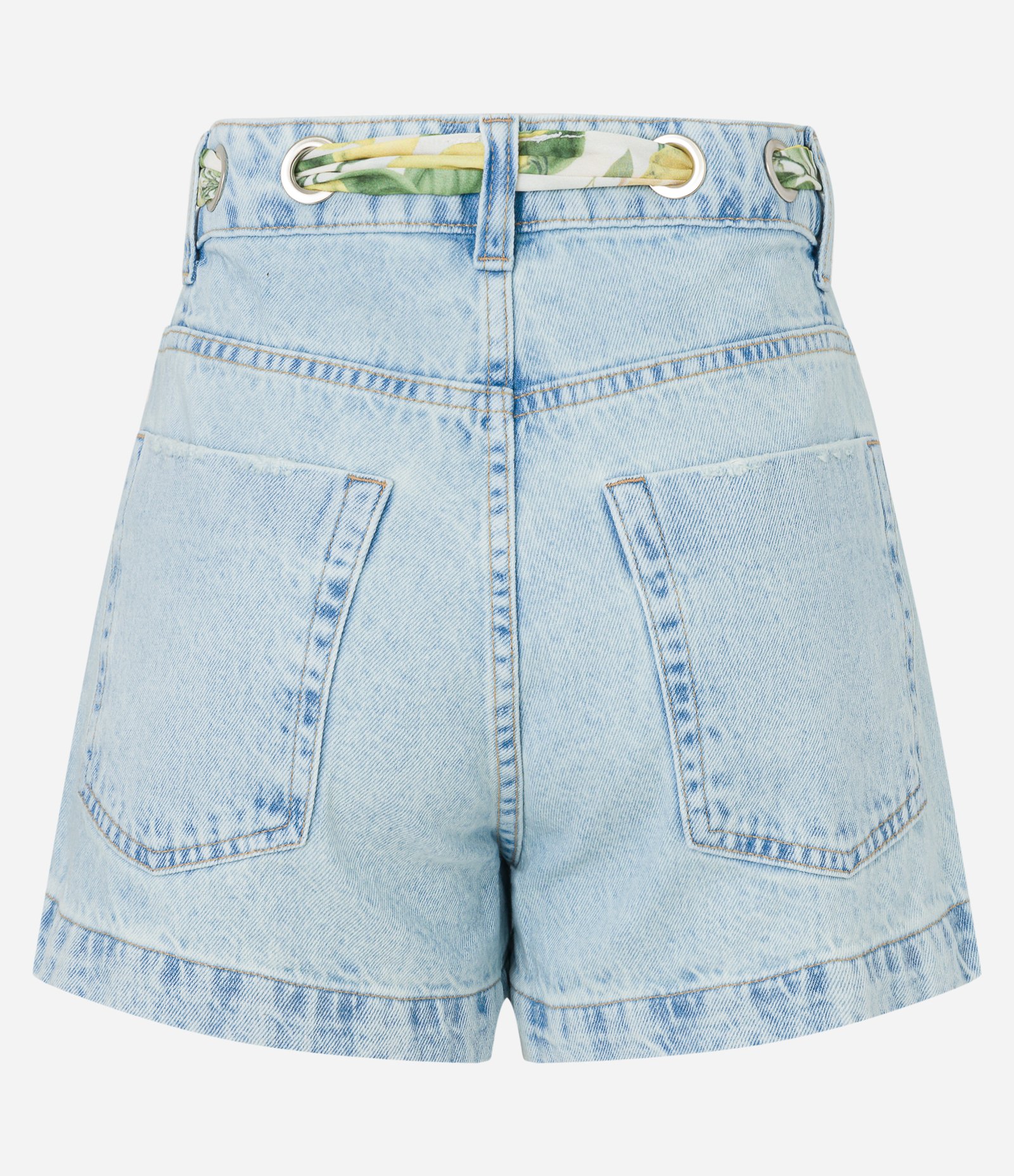 Short Slim em Jeans com Ilhós e Lencinho Azul 6