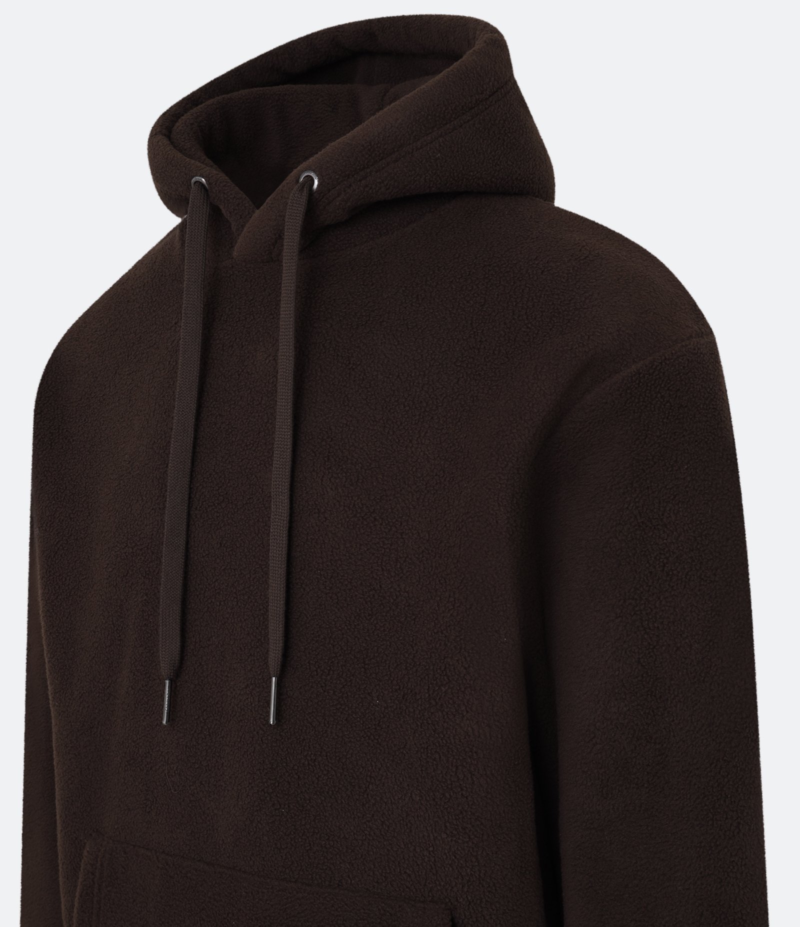 Moletom Fechado em Fleece com Capuz e Bolso Canguru Marrom 2