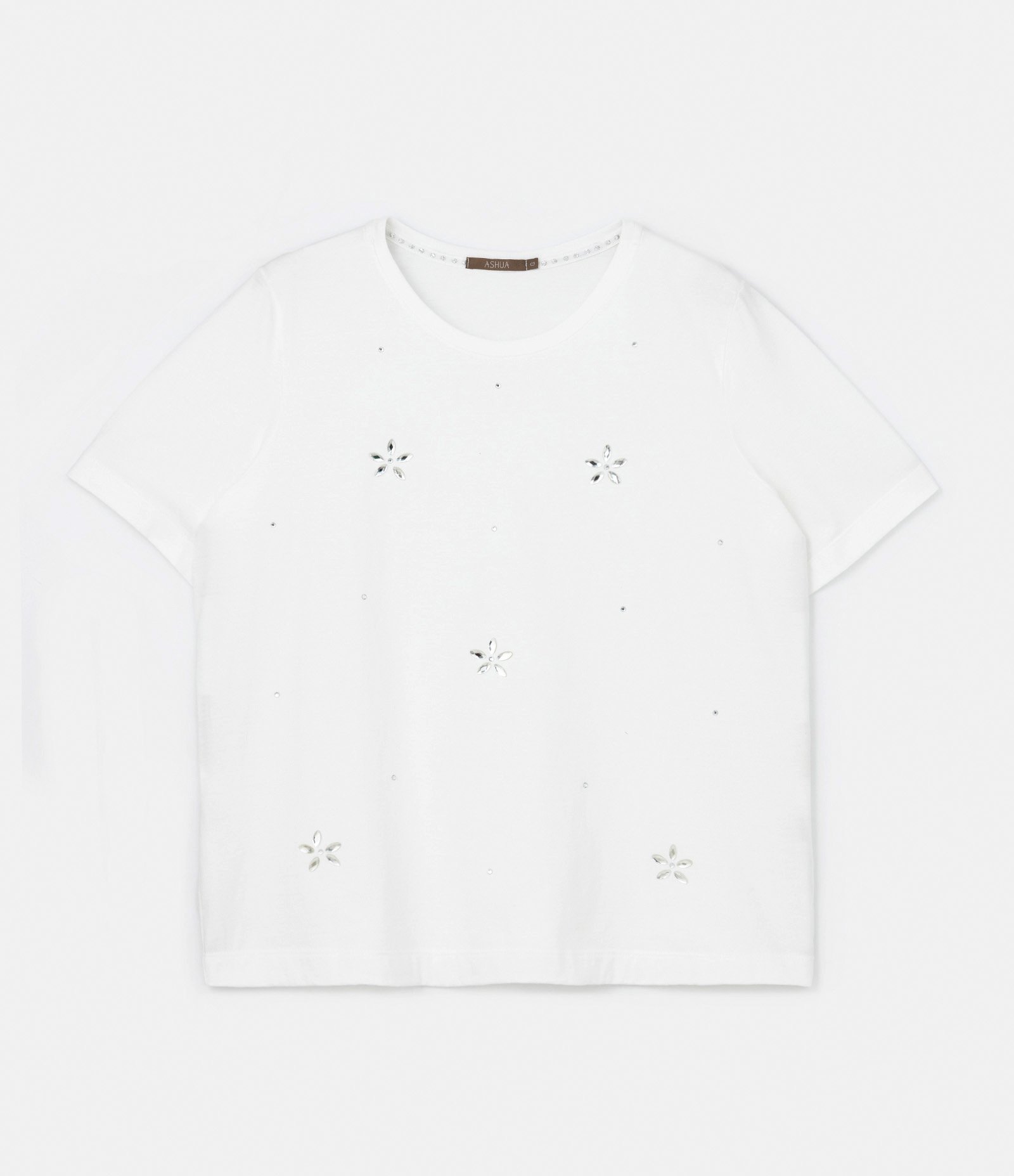 Blusa em Algodão com Aplicação de Flores Curve & Plus Size Branco 4
