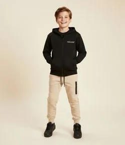 Calça Infantil em Moletom e Bolso com Zíper - Tam 5 a 14 Anos