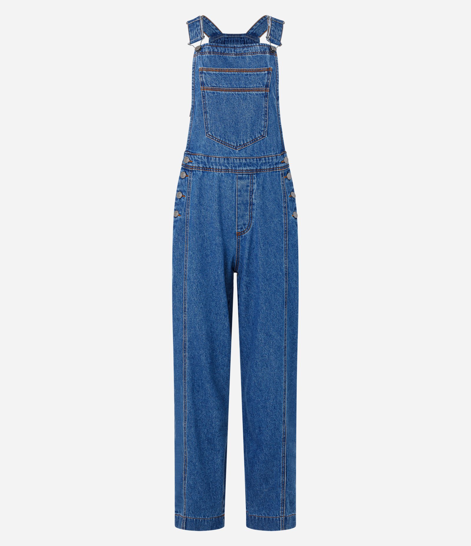 Macacão Longo em Jeans com Bolso Carpinteiro Azul 6