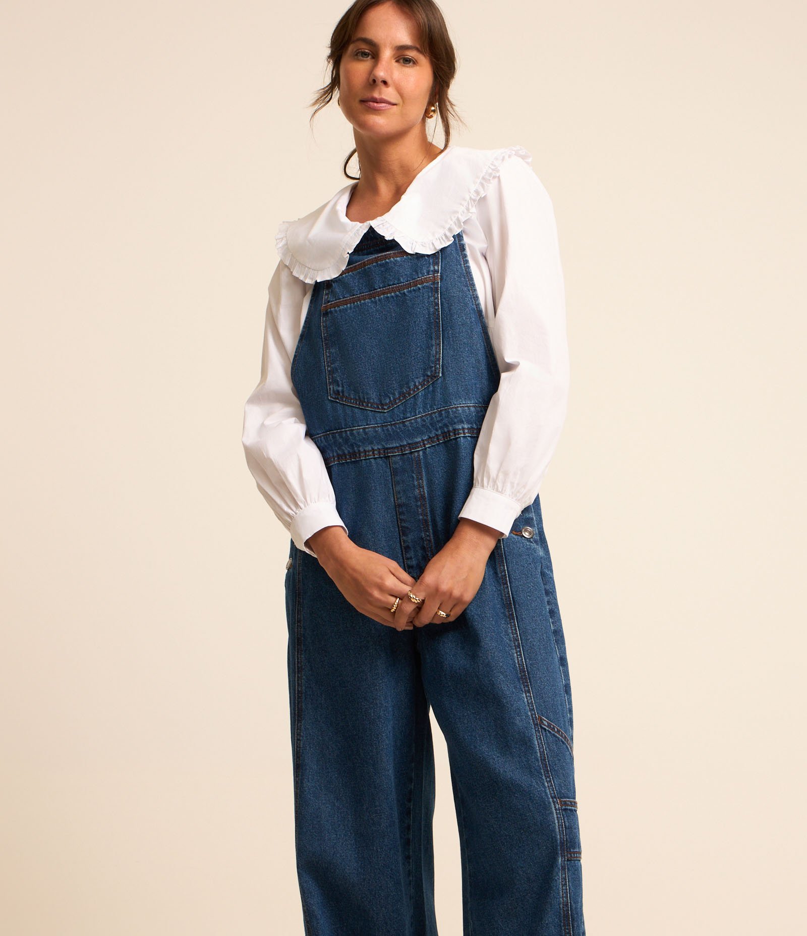 Macacão Longo em Jeans com Bolso Carpinteiro Azul 2