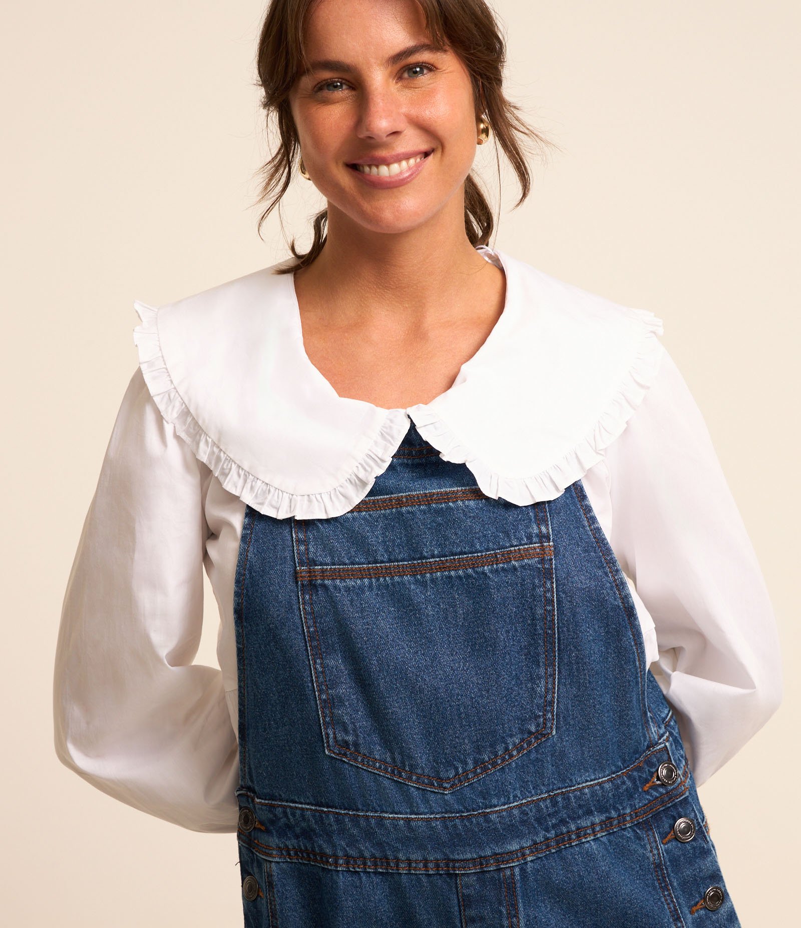 Macacão Longo em Jeans com Bolso Carpinteiro Azul 3