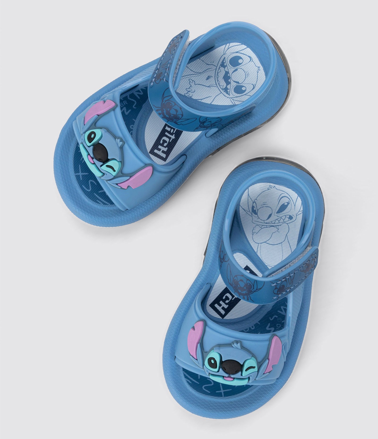 Sandália Infantil com Velcro e Estampa Stitch - Tam 20 a 27 Azul 1