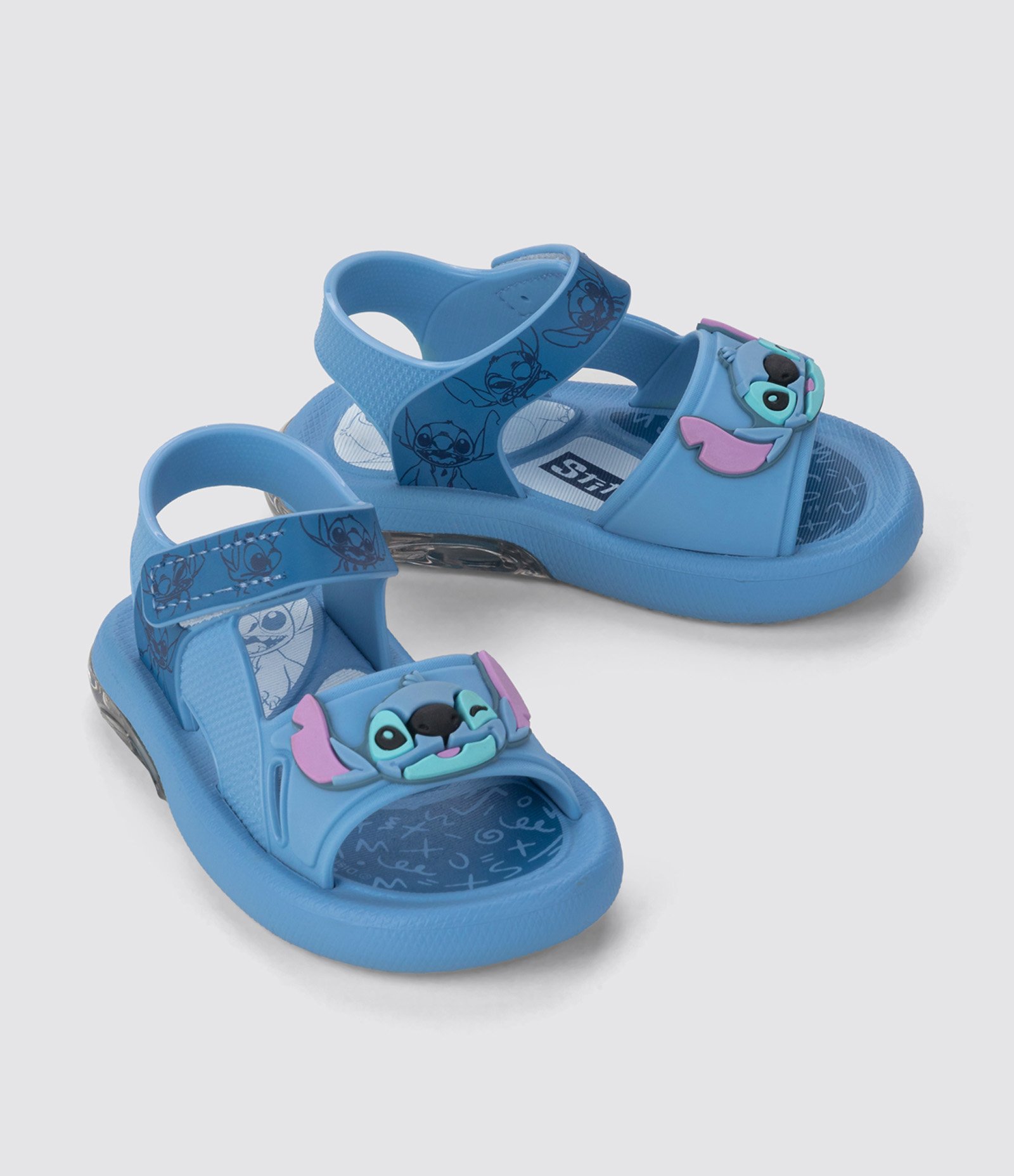 Sandália Infantil com Velcro e Estampa Stitch - Tam 20 a 27 Azul 2