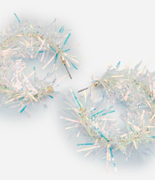 Brinco de Argola de Plástico com Frufru Holográfico