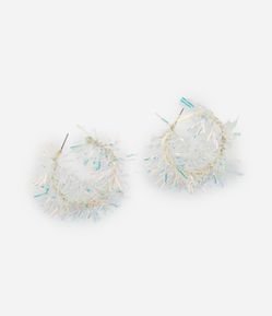 Brinco de Argola de Plástico com Frufru Holográfico